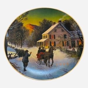 Avon Home For The Holidays Christmas Plate 1988 Vintage 22K Gold Trim Porcelain